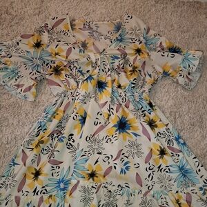 Floral Women's Dress in Yellow and Blue